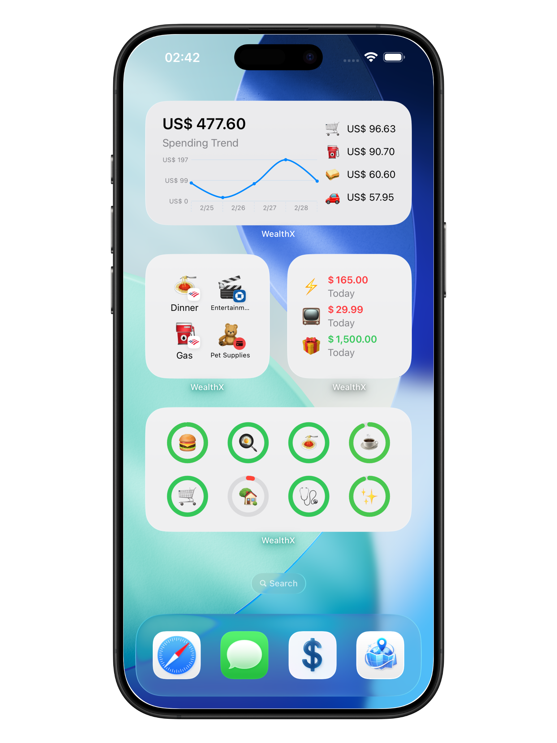 WealthX widgets screen